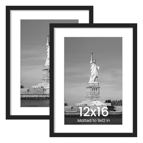 ENJOYBASICS 12x16 Picture Frame, Display Poster 9x12 with Mat or 12 x 16 Without Mat, Wall Gallery Photo Frames, Black, 2 Pack - Image 3