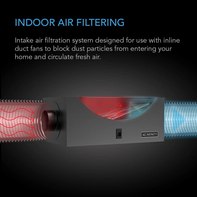 AC Infinity Inline Filter Box 6" with High Efficacy Filter, Whole House HVAC Filtration Kit, Fits 6-Inch Inline Duct Fans for Fresh Air Intake and Ventilation - Image 2