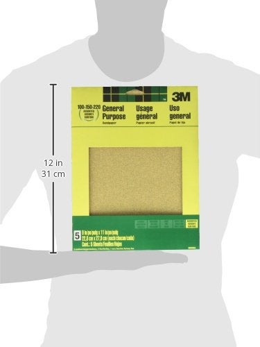 3M Aluminum Oxide Sandpaper, 5 Sheets, Assorted Grit 100-150-220, 9-in x 11-in, Multi-Purpose Abrasive Sanding Paper, For General Purpose Sanding On Paint, Wood and Metal (9005NA) - Image 3