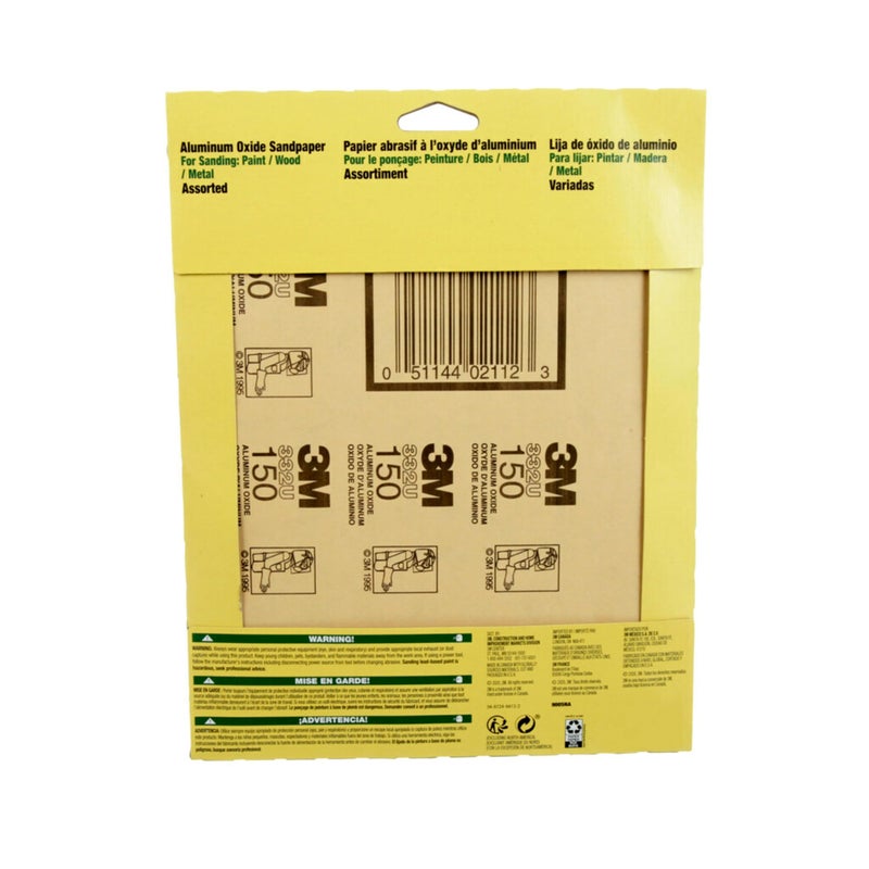 3M Aluminum Oxide Sandpaper, 5 Sheets, Assorted Grit 100-150-220, 9-in x 11-in, Multi-Purpose Abrasive Sanding Paper, For General Purpose Sanding On Paint, Wood and Metal (9005NA) - Image 5