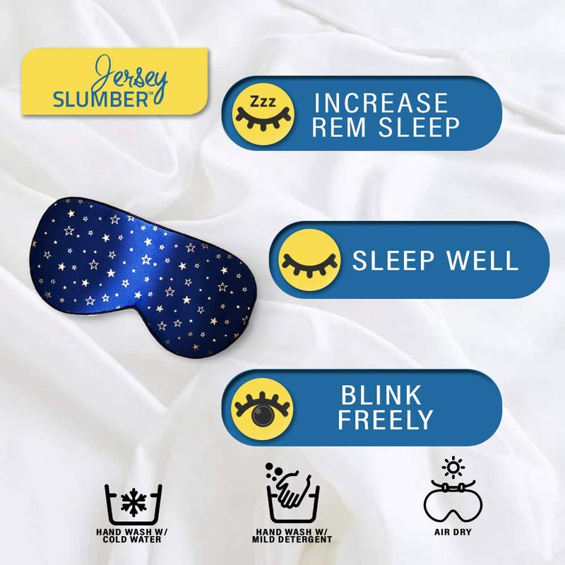 Jersey Slumber قناع نوم من الحرير للرجال والنساء، قناع عين فائق الراحة ونعومة مع حزام قابل للتعديل، 100% حرير نقي، يعمل مع كل وضعية نوم، أداة مساعدة نهائية للنوم، يحجب الضوء، نوم الجيرسي - Image 2