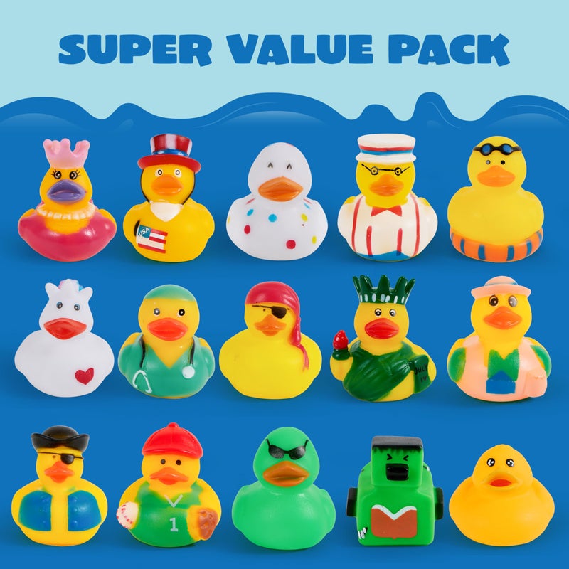 JOYIN 30 Pcs Rubber Ducks, Random Assortment Ducks Bulk with Mesh Carry Bag, Mini Rubber Duckies for Baby Bath Toys, Kids Toddler Summer Pool Toys Birthday Gifts Party Favors - Image 4