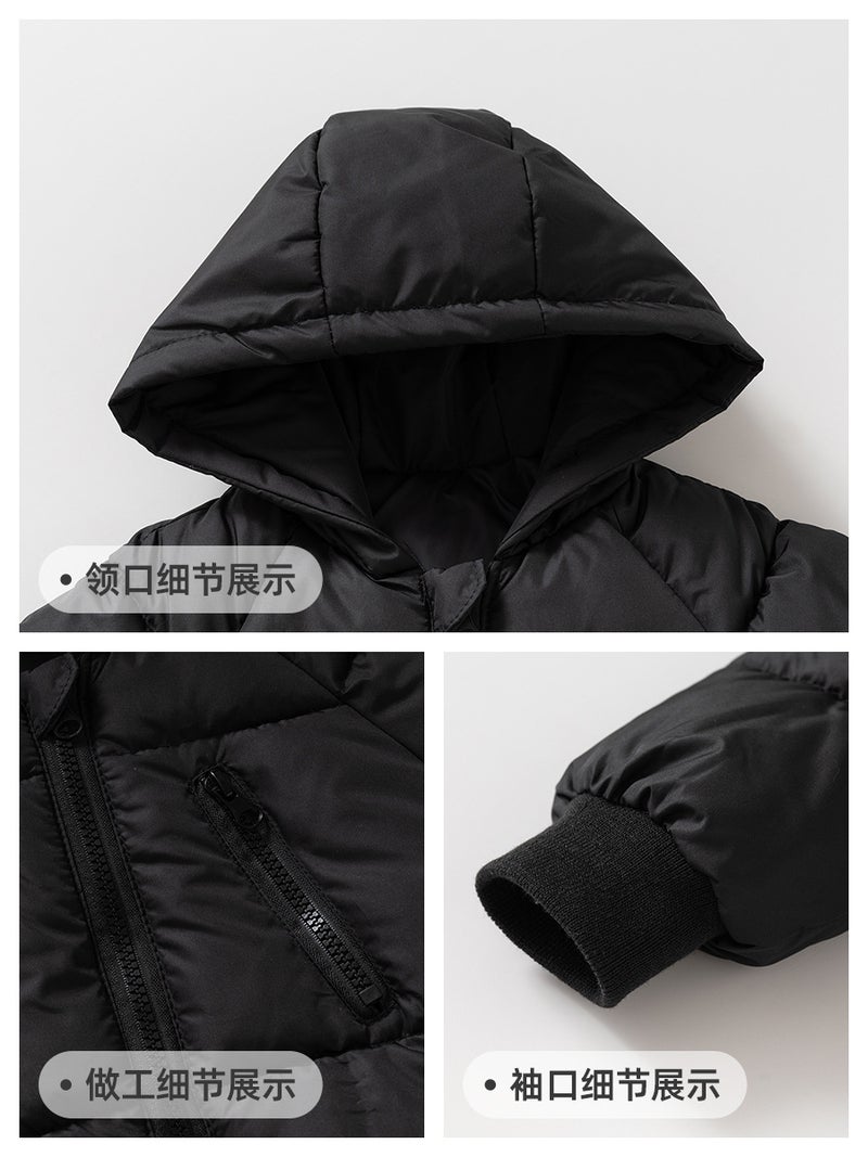 Children'S Cotton-Padded Clothing Korean Style Mid-Length Cotton-Padded Thickeneded Bread Clothing Kidsren'S Baby Hooded Jacket Cotton-Padded Jacket Trendy - Image 5