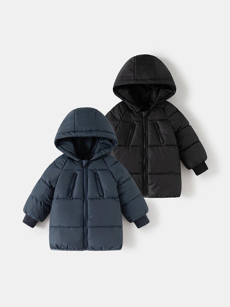 Children'S Cotton-Padded Clothing Korean Style Mid-Length Cotton-Padded Thickeneded Bread Clothing Kidsren'S Baby Hooded Jacket Cotton-Padded Jacket Trendy - Image 2