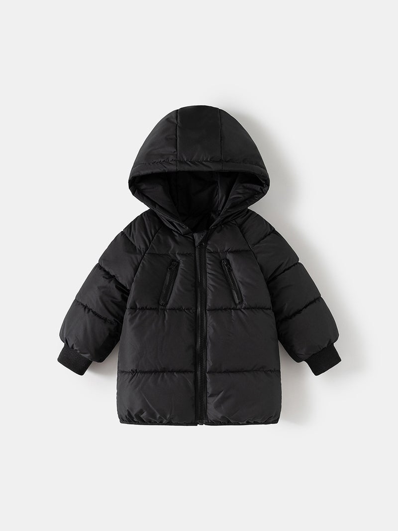Children'S Cotton-Padded Clothing Korean Style Mid-Length Cotton-Padded Thickeneded Bread Clothing Kidsren'S Baby Hooded Jacket Cotton-Padded Jacket Trendy - Image 4