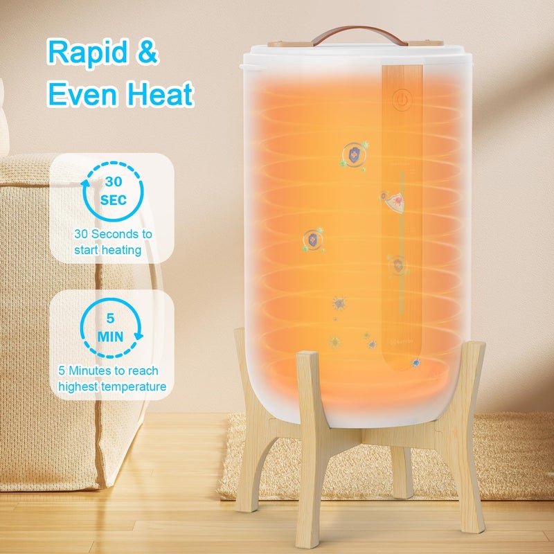 Keenray Towel Warmer for Bathroom with Wooden Stand, Towel Warmer Bucket with Heating Progress Bar, Fragrant Disc Holder, Auto Shut-Off Towel Bucket Fits Up to Two 40" x 70" Oversized Towels - Image 3