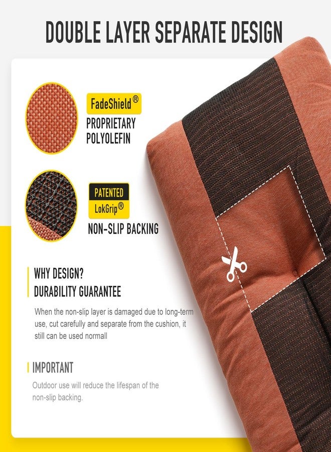 SUNROX LokGrip Non Slip Tufted Memory Foam Bench Cushion, FadeShield Water Resistant Durable Thicken Outdoor/Indoor Bench Seat Pads 36x14x4 inch, Terracotta - Image 5