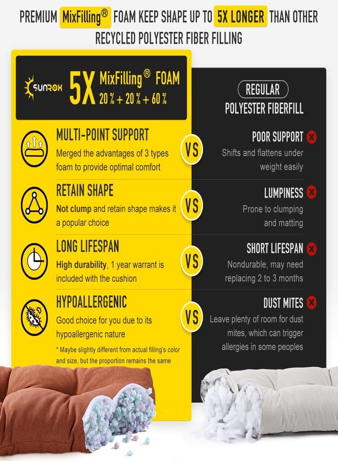 SUNROX LokGrip Non Slip Tufted Memory Foam Bench Cushion, FadeShield Water Resistant Durable Thicken Outdoor/Indoor Bench Seat Pads 36x14x4 inch, Terracotta - Image 3