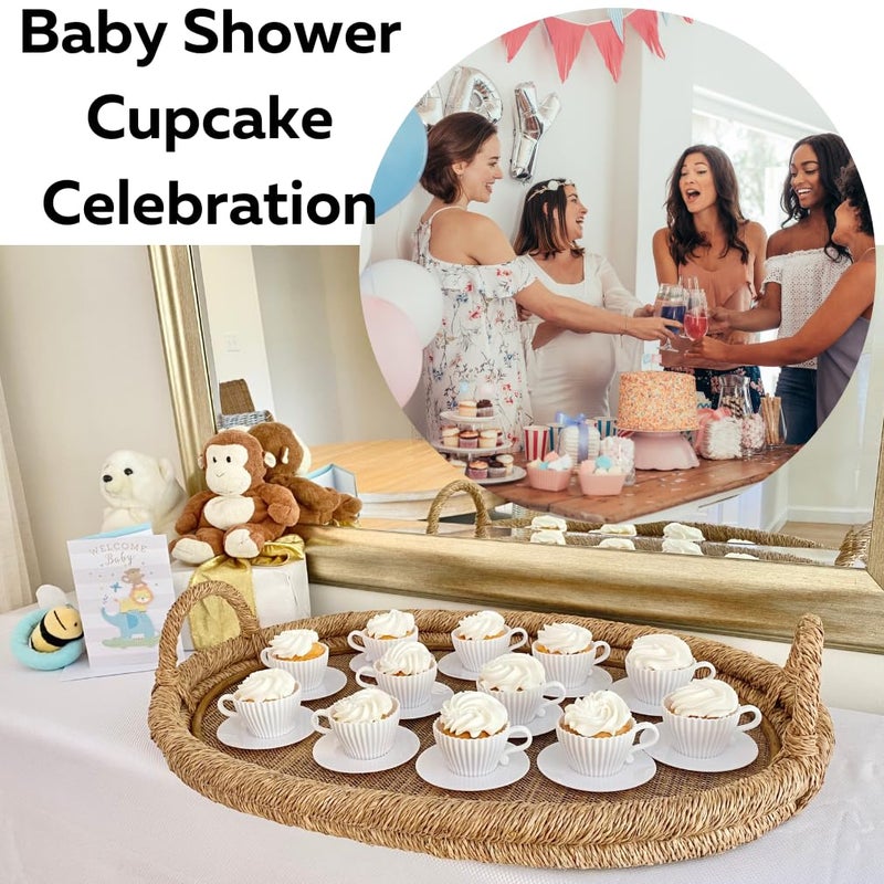 Evelots Baking Cupcake Molds - Silicone Teacup Set - 24 Pc Set - Oven-Safe - Nonstick - Muffin Cups for Bridal/Baby Shower, Birthday/Tea Party - 12 Cups & 12 Saucers - BPA Free - Image 4