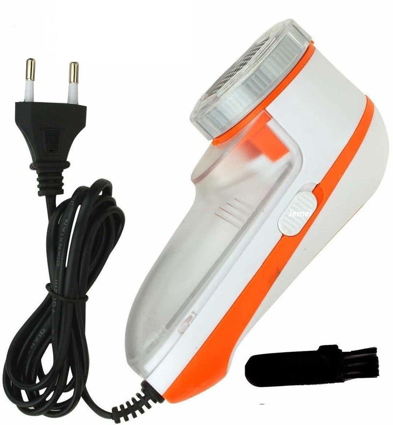 JEMEI Electric Lint Roller & Fur Remover - Ultimate Fabric Lint & Pill Remover for Woolen Clothes, Sweaters, Blankets, Jackets, Carpets & Curtains (White & Orange) - Portable & Versatile, Easy to Use - Image 1
