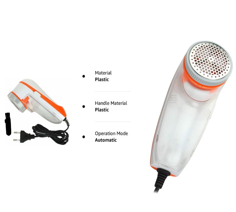 JEMEI Electric Lint Roller & Fur Remover - Ultimate Fabric Lint & Pill Remover for Woolen Clothes, Sweaters, Blankets, Jackets, Carpets & Curtains (White & Orange) - Portable & Versatile, Easy to Use - Image 4