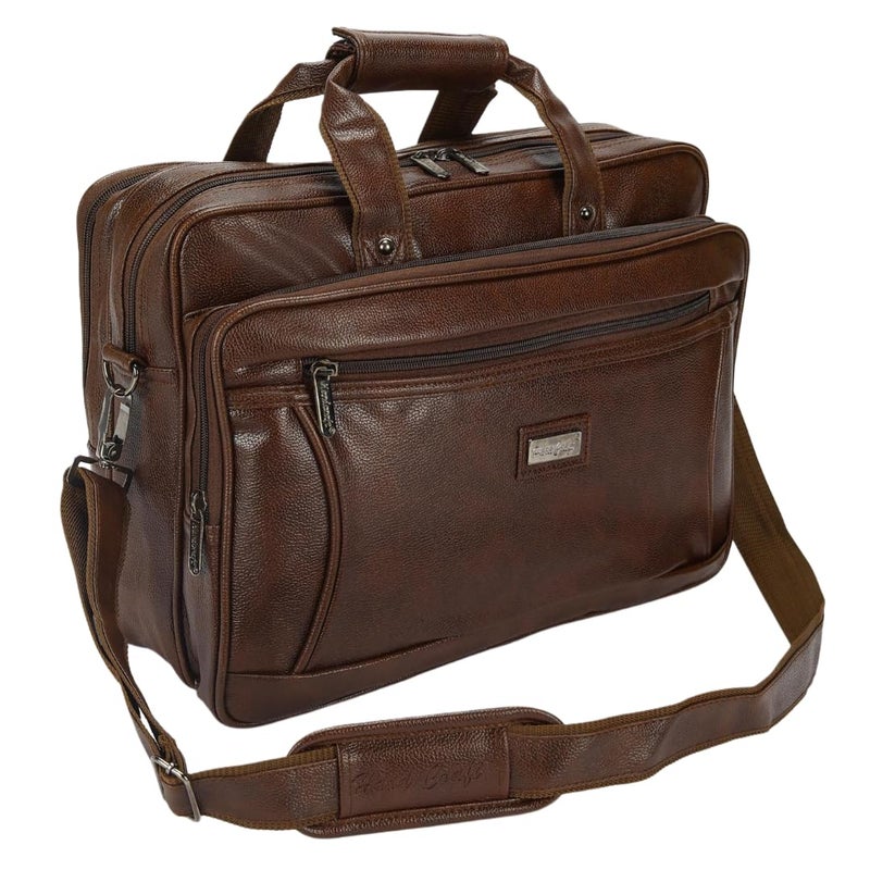 Hard Craft Messenger Office Laptop Bag for Men PU Leather Business Executive Briefcase Laptopbags Corporate Official Sling Side Shoulder File Spacious HandBag for Man Supports Laptop Upto 15.6 inches - Image 1