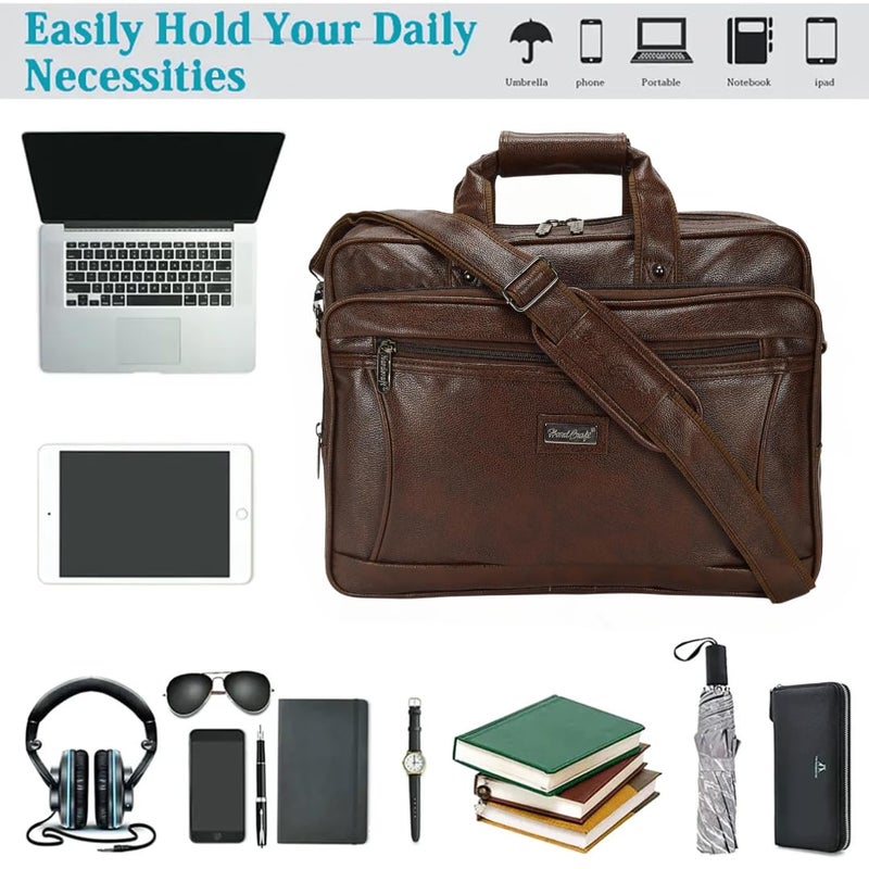 Hard Craft Messenger Office Laptop Bag for Men PU Leather Business Executive Briefcase Laptopbags Corporate Official Sling Side Shoulder File Spacious HandBag for Man Supports Laptop Upto 15.6 inches - Image 3