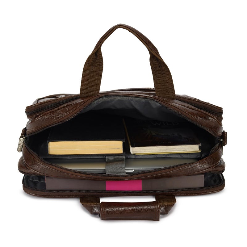 Hard Craft Messenger Office Laptop Bag for Men PU Leather Business Executive Briefcase Laptopbags Corporate Official Sling Side Shoulder File Spacious HandBag for Man Supports Laptop Upto 15.6 inches - Image 4