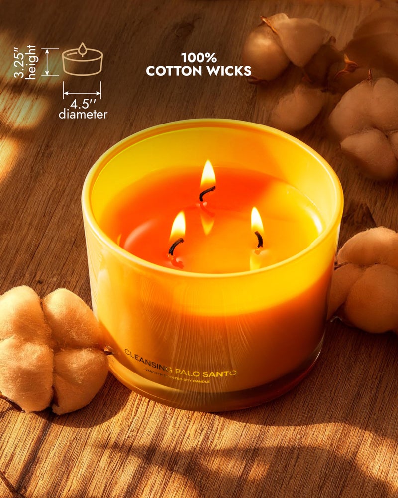 96NORTH Luxury Palo Santo Candle | Large 3 Wick Jar Candle | Up to 50 Hours Burning Time | 100% Natural Soy Wax | Relaxing Aromatherapy Aesthetic Candles | Housewarming Gift for Men and Women - Image 5
