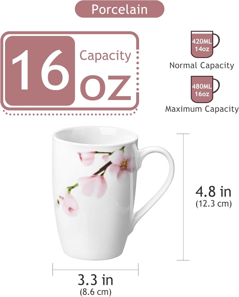 VEWEET Large Coffee Mugs Set of 6 16 OZ Coffee Cups Set with Handle Floral Mug Sets Ceramic Cup Set for Kitchen Microwave Dishwasher Safe Series ANNIE - Image 3