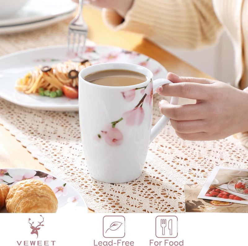 VEWEET Large Coffee Mugs Set of 6 16 OZ Coffee Cups Set with Handle Floral Mug Sets Ceramic Cup Set for Kitchen Microwave Dishwasher Safe Series ANNIE - Image 4