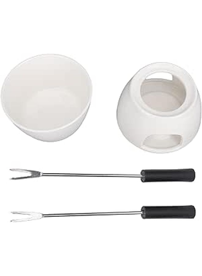 Ceramic Fondue Mug Set with Non Slip Base 300ML for Effortless Cheese Butter Heating - Image 1