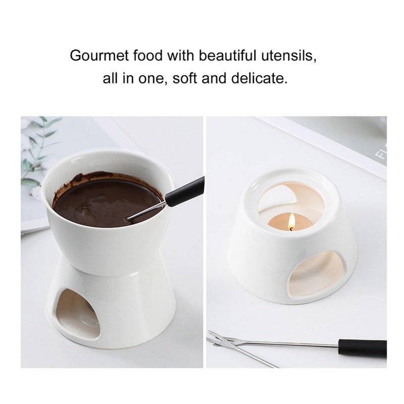 Ceramic Fondue Mug Set with Non Slip Base 300ML for Effortless Cheese Butter Heating - Image 4