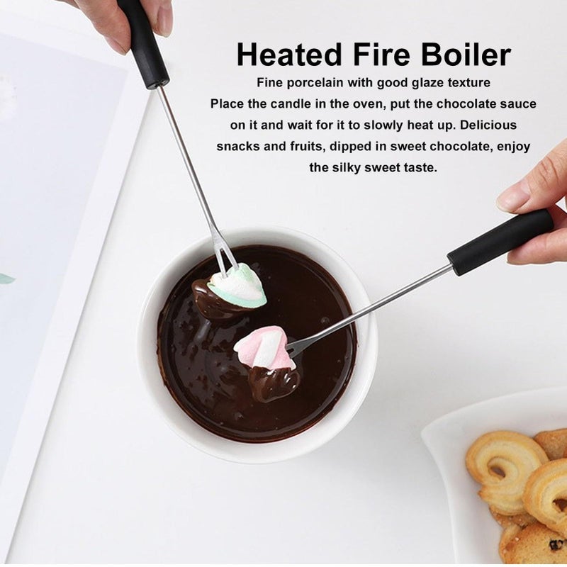 Ceramic Fondue Mug Set with Non Slip Base 300ML for Effortless Cheese Butter Heating - Image 5