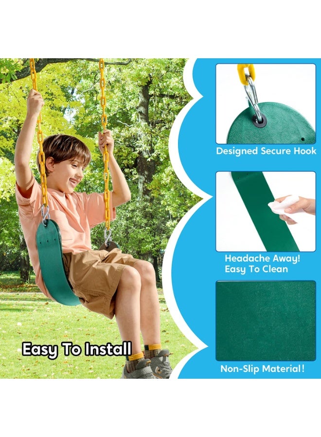 بيت الشاي أراجيح Homkawt للأراجيح الخارجية - مجموعات استبدال مقاعد الأراجيح مع سلاسل شديدة التحمل - ملحقات ملعب الأراجيح الخلفية للأطفال (أخضر) - Image 5