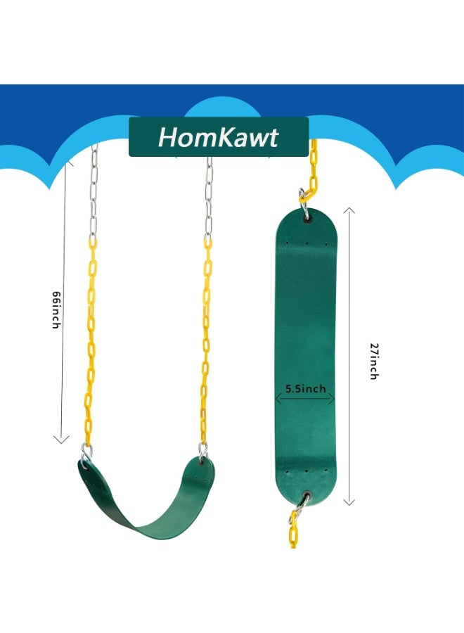 بيت الشاي أراجيح Homkawt للأراجيح الخارجية - مجموعات استبدال مقاعد الأراجيح مع سلاسل شديدة التحمل - ملحقات ملعب الأراجيح الخلفية للأطفال (أخضر) - Image 2