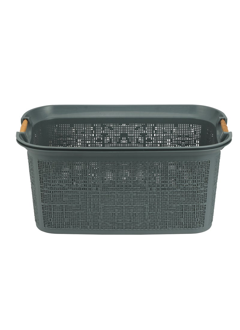 DELCASA Delcasa 30L Laundry Hamper with Wooden Handle DC2675  - Image 2