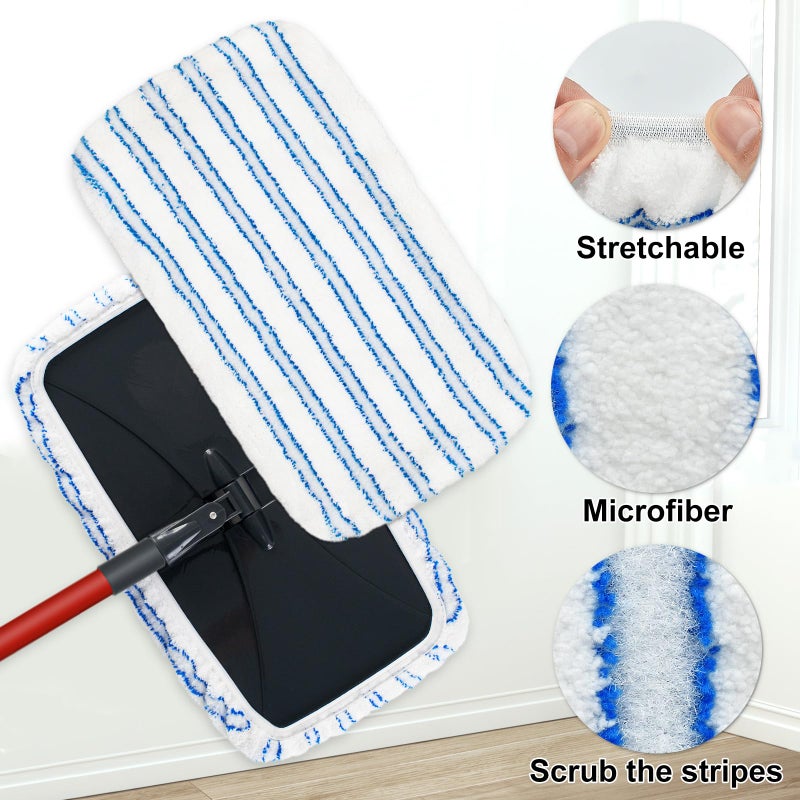 GFRED Microfiber Flat Mops for Floor Cleaning Ocedar Hardwood Floor 'N More Mop, Large Surface Dust Flat Mop with 2 Reusable Pads & 1 Extendable Handle, Washable Hardwood Floors Mopping to Dry and Wet Clean - Image 4