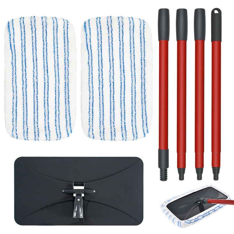 GFRED Microfiber Flat Mops for Floor Cleaning Ocedar Hardwood Floor 'N More Mop, Large Surface Dust Flat Mop with 2 Reusable Pads & 1 Extendable Handle, Washable Hardwood Floors Mopping to Dry and Wet Clean - Image 1