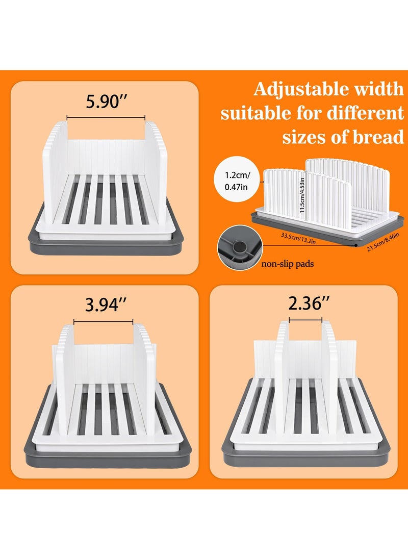 SYOSI - New Upgrade Bread Slicer for Homemade Bread, Manual Bread Slicer Guide with Adjustable Width, Sourdough Bread Slicer with Tray,  Foldable Cutting Guide with Crumb Tray, for Loaf, Bagel, Bun - Image 1