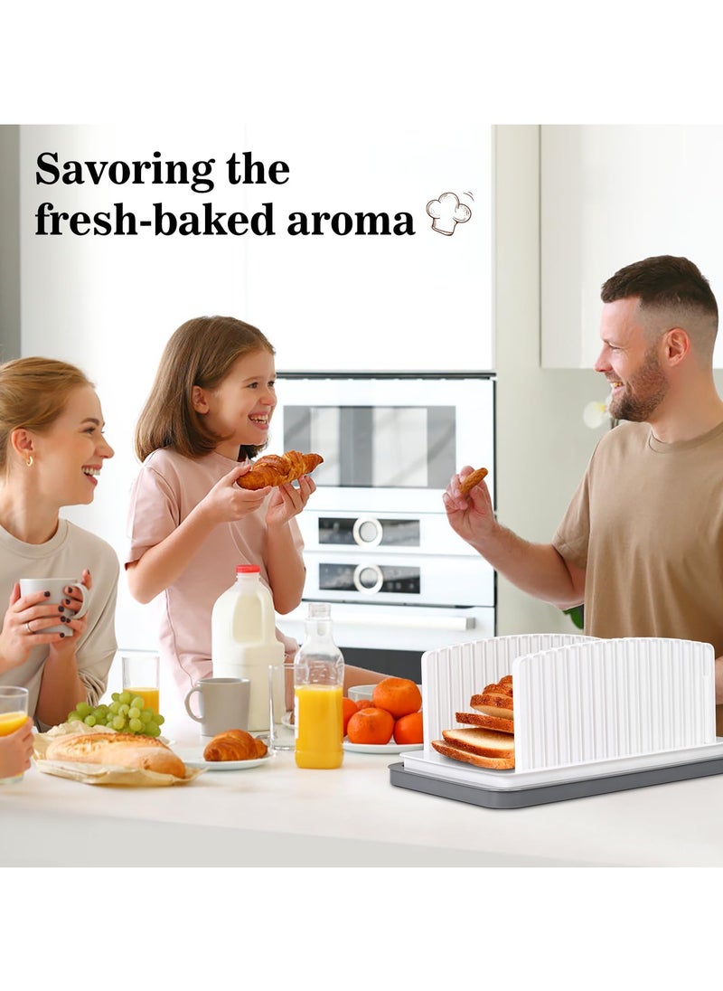 SYOSI - New Upgrade Bread Slicer for Homemade Bread, Manual Bread Slicer Guide with Adjustable Width, Sourdough Bread Slicer with Tray,  Foldable Cutting Guide with Crumb Tray, for Loaf, Bagel, Bun - Image 1