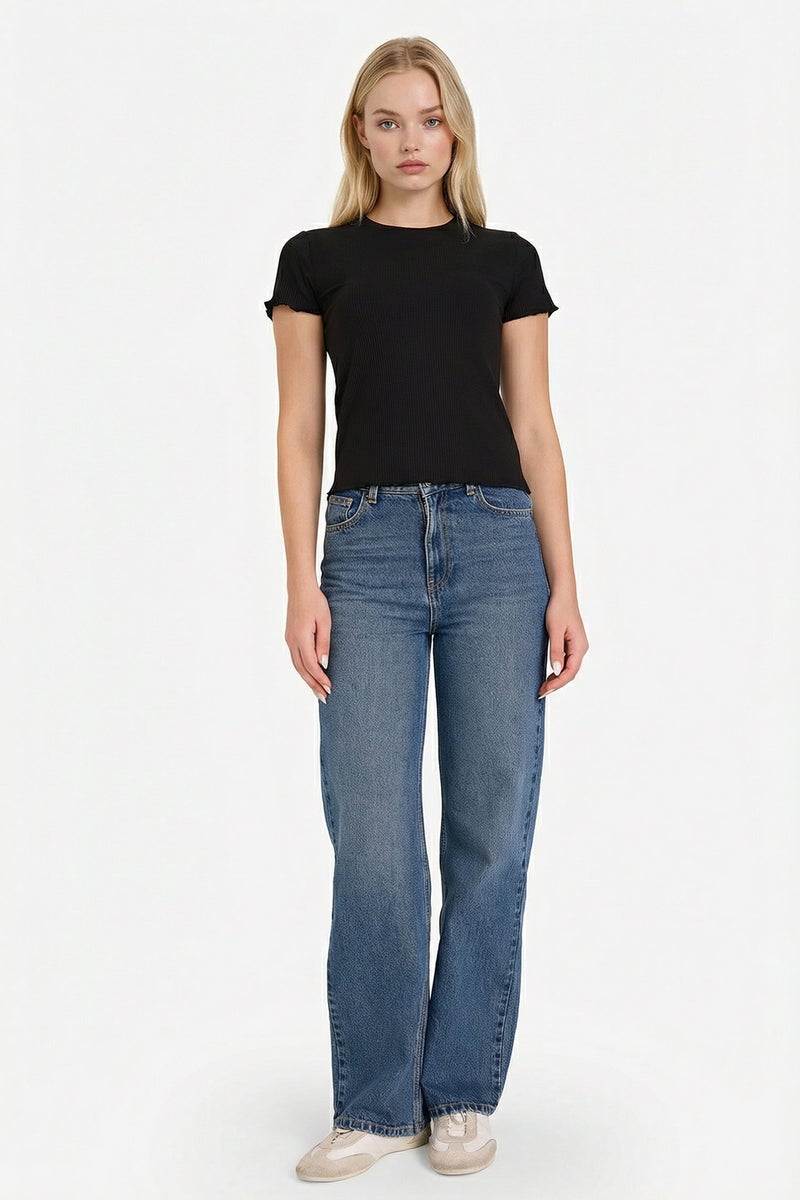 DeFacto Black Woman Fitted Ribbed Camisole T-Shirt Casual - Image 2