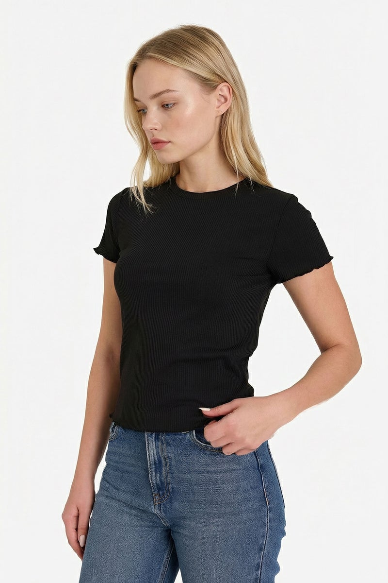DeFacto Black Woman Fitted Ribbed Camisole T-Shirt Casual - Image 3
