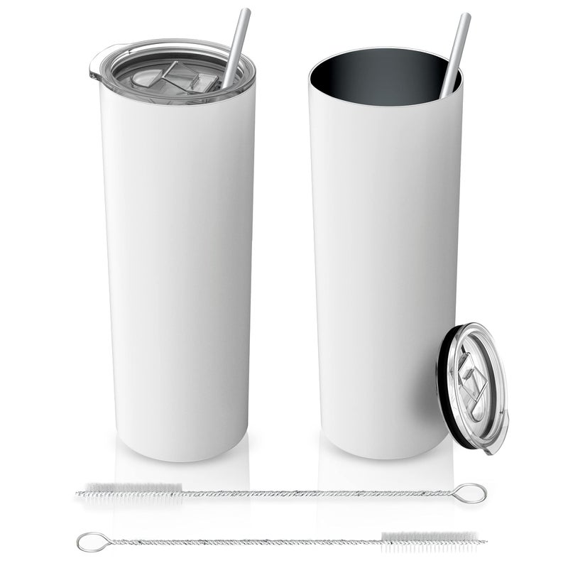 Tenini Strive Tenini Strive 20Oz Skinny Tumblers with Lids, Straws, and Cleaning Brushes â€“ Stainless Steel Insulated Tumbler for  - Image 1