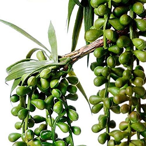 FLIPPED 3 Pack Artificial Plant Succulent Plants Hanging String Pearls Plant Fake Lover Tears Plants ((Green&13.7 in) - Image 3
