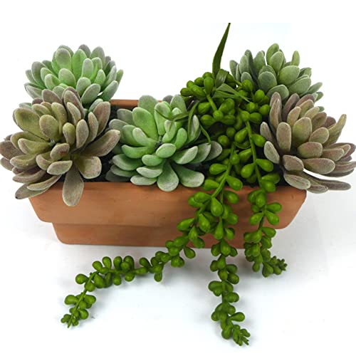 FLIPPED 3 Pack Artificial Plant Succulent Plants Hanging String Pearls Plant Fake Lover Tears Plants ((Green&13.7 in) - Image 5