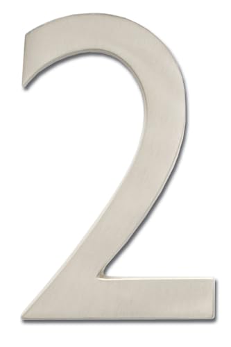 Architectural Mailboxes 3582SN-2 4 inch Solid Brass Floating House Number, 2, Satin Nickel - Image 5