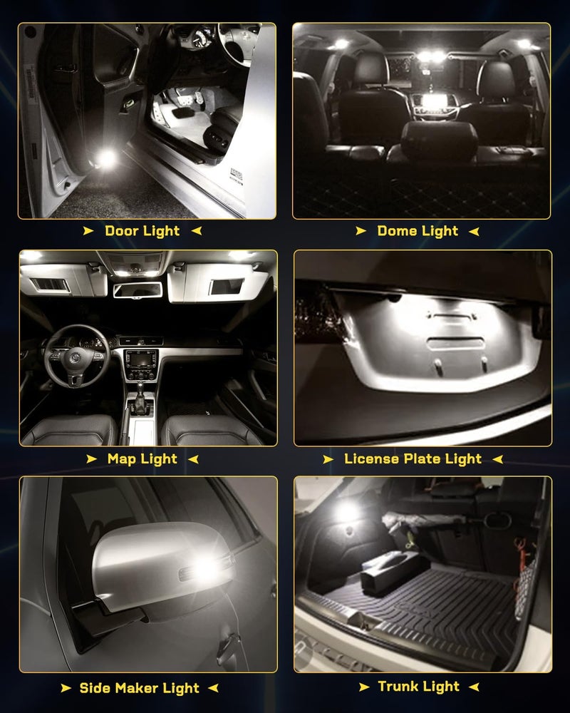 Qoope 12-Pack 194 LED Bulb Super Bright 4500K Neutral White 400LM T10 168 2825 W5W Non-Polarity 4014 15SMD LED Bulbs for Car Interior Dome Map Door Light License Plate Light - Image 5