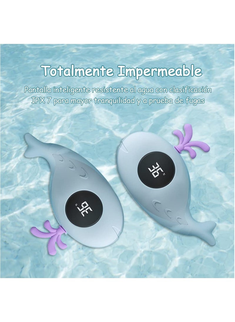 Gonice Floating Bathtub Thermometer, Bath Thermometer with LED Display, Accurate Display of Water Temperature, Safe and Reliable, Cute Bath Toy（Blue）