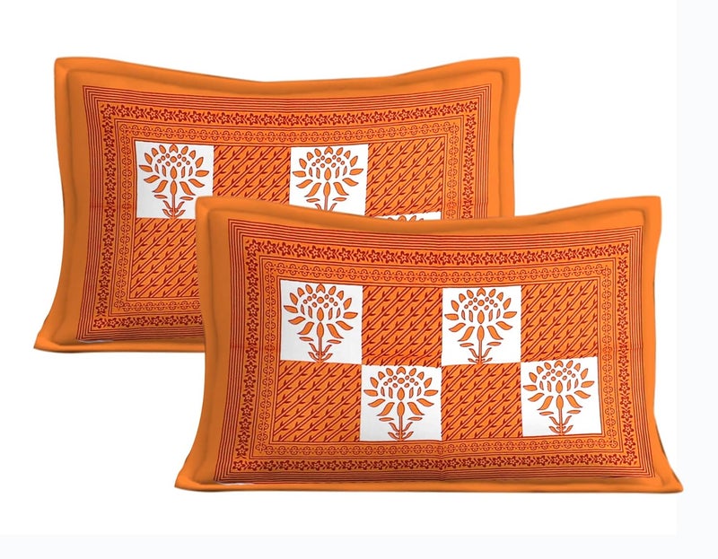 Meejoya Cotton Rajasthani Jaipuri Traditional King Size Double Bed Bedsheet With 2 Pillow CoversJaipuri_100144 TCMulticolor - Image 4