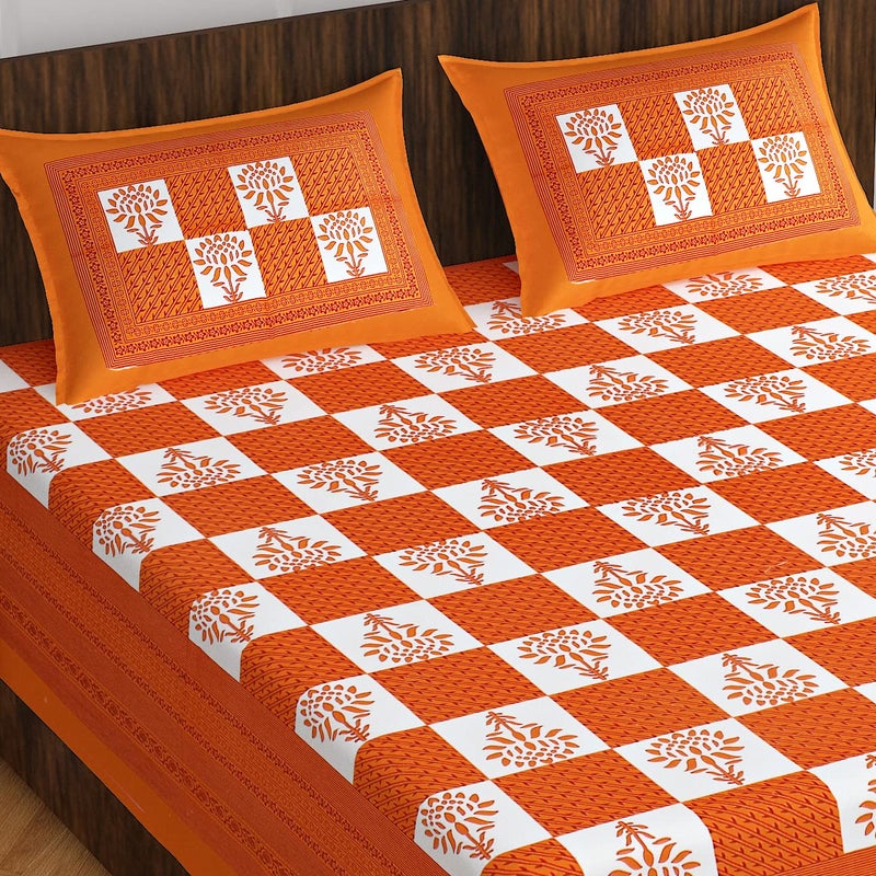 Meejoya Cotton Rajasthani Jaipuri Traditional King Size Double Bed Bedsheet With 2 Pillow CoversJaipuri_100144 TCMulticolor - Image 1