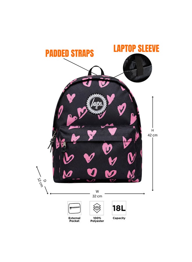 Hype Backpack Black Pink Scribble Heart - Image 5