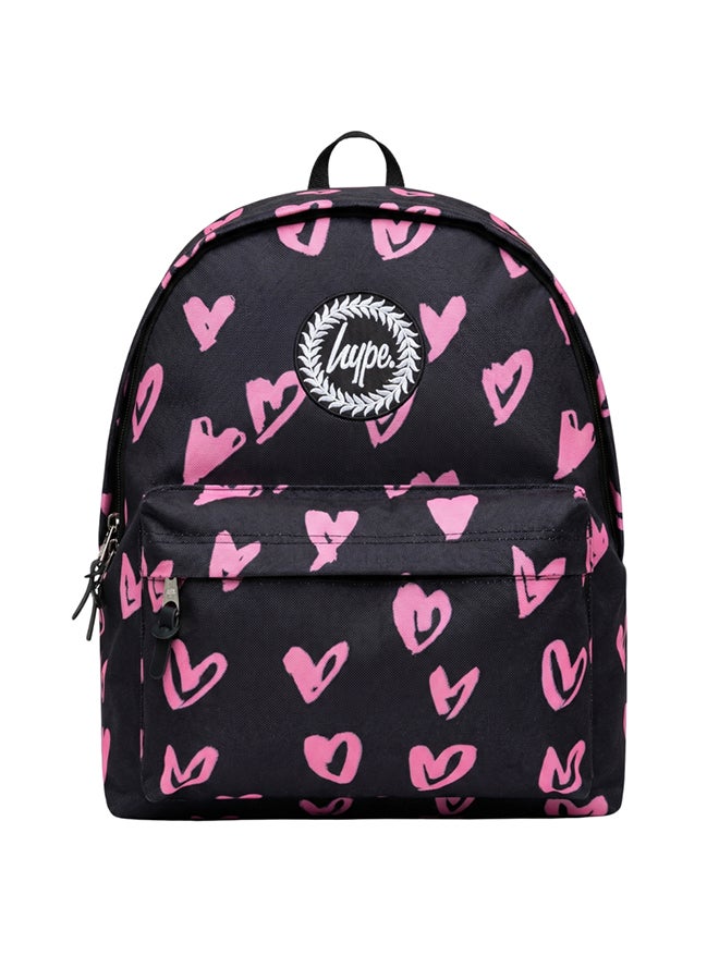Hype Backpack Black Pink Scribble Heart - Image 1