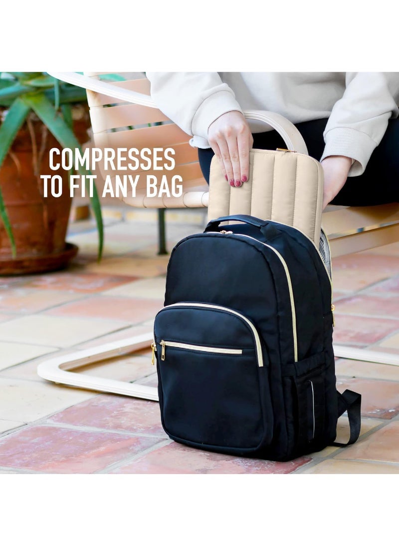 حقيبة كمبيوتر محمول منتفخة باللون البيج مقاس 15-16 بوصة للنساء والرجال، حقيبة كمبيوتر محمول MacBook Pro مقاس 16 بوصة، حقيبة حمل لطيفة للكمبيوتر المحمول/Asus/Dell/HP 15.6 بوصة - Image 3
