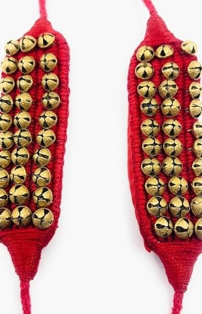 NATYAM Premium Brass Ghungroo Anklets – 3-Line Musical Bells with Adjustable Velvet Pad | For Bharatanatyam, Kuchipudi & Indian Classical Dance. - Image 2