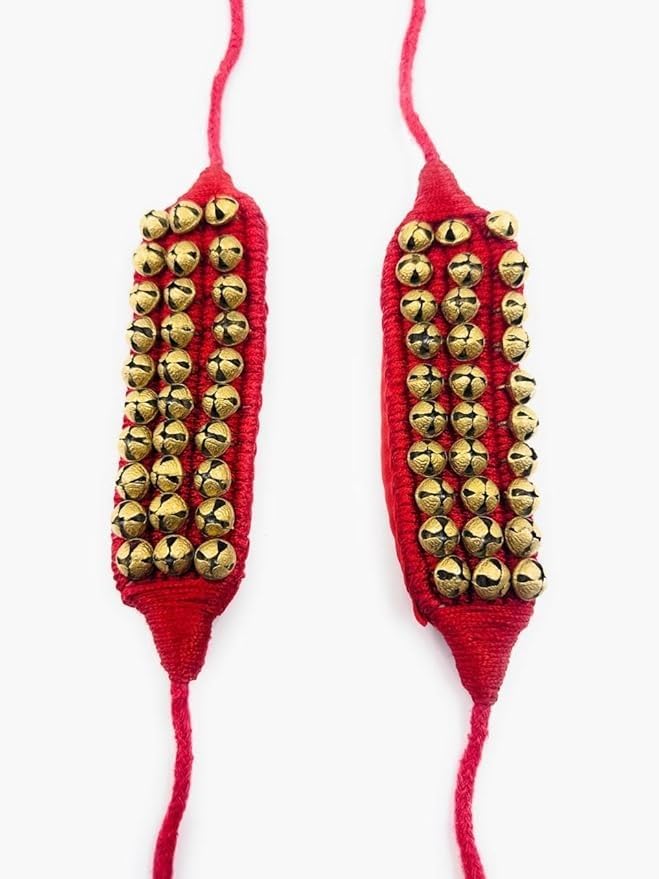 NATYAM Premium Brass Ghungroo Anklets – 3-Line Musical Bells with Adjustable Velvet Pad | For Bharatanatyam, Kuchipudi & Indian Classical Dance. - Image 1