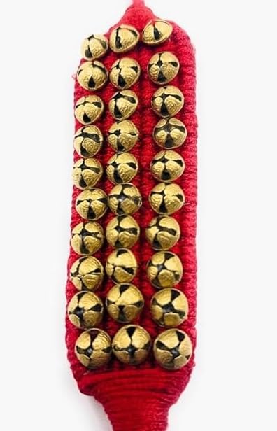 NATYAM Premium Brass Ghungroo Anklets – 3-Line Musical Bells with Adjustable Velvet Pad | For Bharatanatyam, Kuchipudi & Indian Classical Dance. - Image 5