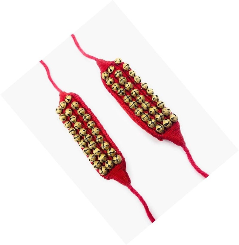 NATYAM Premium Brass Ghungroo Anklets – 3-Line Musical Bells with Adjustable Velvet Pad | For Bharatanatyam, Kuchipudi & Indian Classical Dance. - Image 3