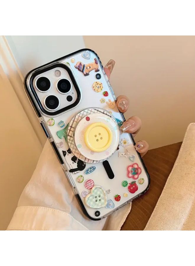 غلاف هاتف TPU ثلاثي الأبعاد بتصميم جرافيتي بألوان مختلطة 2 مع قفل مغناطيسي وحامل لهاتف iPhone 15 Pro Max - Image 1