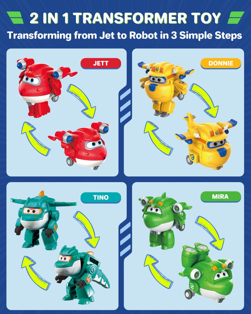 Super Wings 15-Pack Transformer Toys 2 inch Airplane Robot Mini Action Figures with Real Mobile Wheels for Kids 3 4 5 6 7 8+ Birthday Party Supplies for Preschool Boys and Girls - Image 3